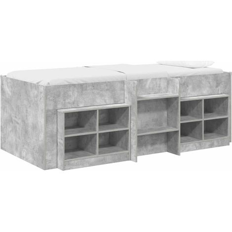 Loft Bed Frame with Cabinet 3 pcs Concrete Grey Engineered Wood vidaXL (1/5)