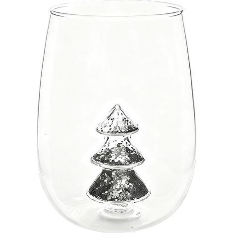 Verre À Vin Sans Pied - Verre À Boisson Festif Avec Arbre De Noël En Relief - Pour Fête De Fin D Année Et Bar À Domicile - 350 Ml Ou 500 Ml (1/5)
