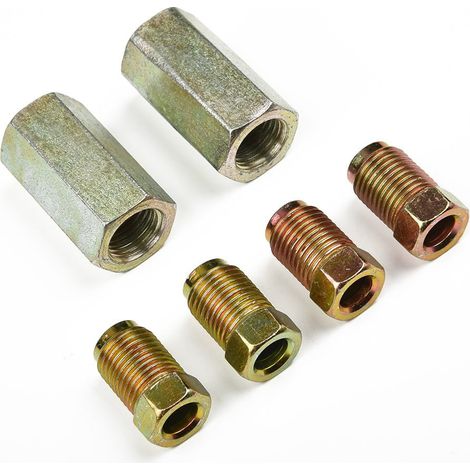 Raccord Femelle Pour Tuyau De Frein - Filetage M10x1 - Compatible Tuyau 3/16 Pouces - Acier - Lot De 2 (1/5)