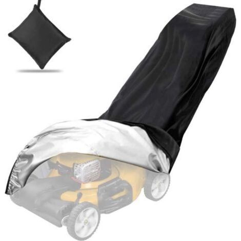Housse de Tondeuse Gazon Imperméable, Bâche de Protection pour Tondeuse à Gazon pour Rangement Extérieur, Oxford 420D Housse de Tracteur de Jardin avec Cordon de Serrage, Noir