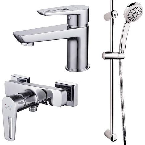 Cersanit Mille - Set de mitigeur de lavabo et de baignoire avec accessoires, chrome S952-004 (1/5)