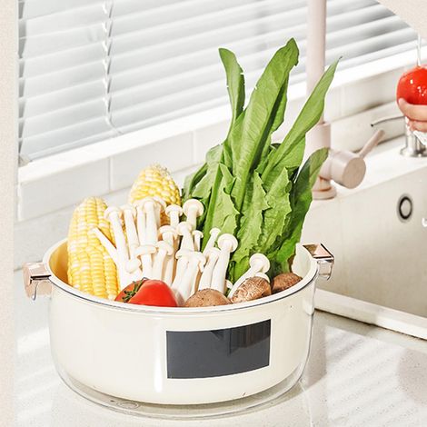Küchen-Siebset [Kunststoff 2-in-1, großes Fassungsvermögen] Sieb und Schüssel zum Waschen von Obst und Gemüse (1/5)