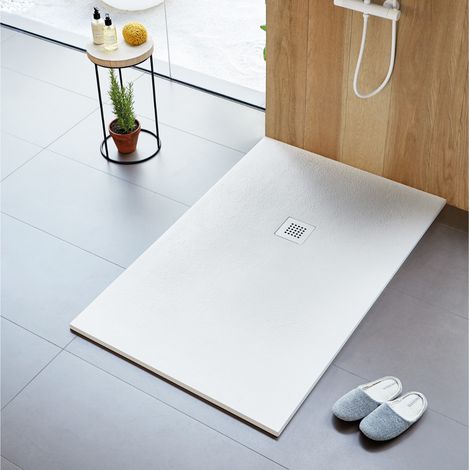 Receveur de douche 100 x 120 cm extra plat STRATO surface ardoisée rectangulaire blanc