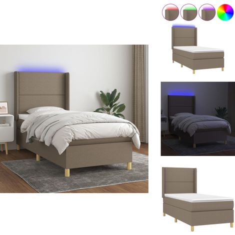 Boxspringbett mit Matratze & LED Taupe 100x200 cm Stoff - Boxspringbett - Doppelbett - Schlafsofa - Lattenrost - Bettsystem (1/5)