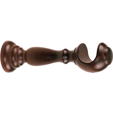 Coppia supporti per bastone tende in legno noce scuro 35 mm 10cm da parete (1/2)