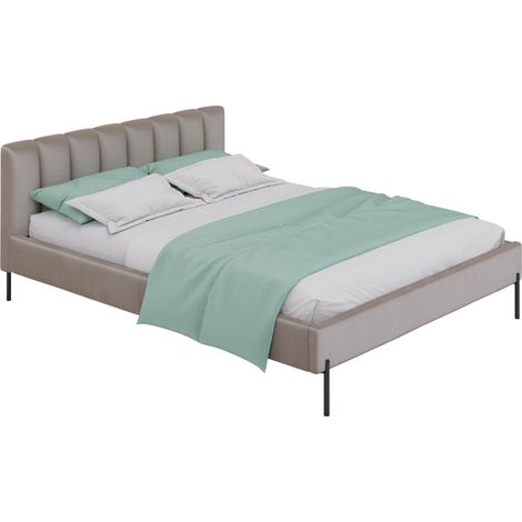 Selsey Milanno - Polsterbett 160x200 cm mit Lattenrahmen und Veloursbezug, Greige