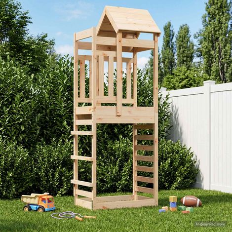 vidaXL Spielturm Braun 52,5 x 85 x 238 cm Massives Kiefernholz (1/5)