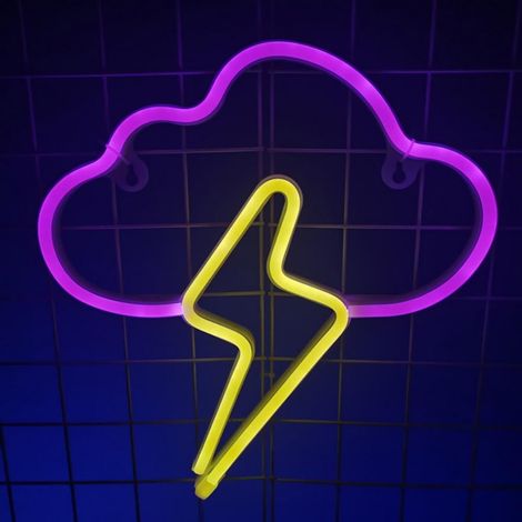 Neon Sign - Acrylic Cloud Lightning Shape - Battery Or USB Powered - Indoor Wall Decor For Bedroom Living Room Kids Room Bar - 1 Piece (1/5)
