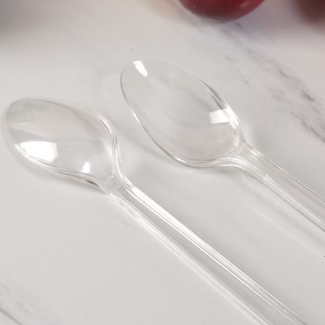 Transparente Plastiklöffel, langlebiger transparenter Plastik-Teelöffel (50 Stück), Geschirr und Essgeschirr, transparente Farbe, FLITI (1/4)