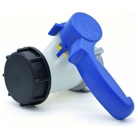 Butterfly valve with S60x6 aluminum floating nut for 1000 liter IBC tank (1/4)