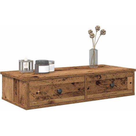 Étagère murale avec tiroirs-Étagère flottante-Étagère de rangement suspendue vieux bois bois d'ingénierie 672916 (1/5)