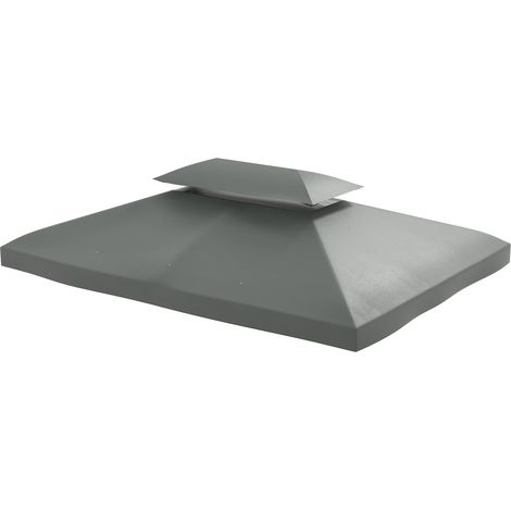 4x3m 2-lagige Polyester-Pavillonabdeckung mit Gurten und 10 Abflusslöchern, dunkelgrau