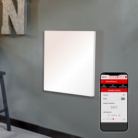 BRAST Infrarotheizung mit Stahlgehäuse 1100 Watt inkl. Wifi-Thermostat Wandhalterung & Montagematerial Made in Europe Überhitzungsschutz Spezial-Heizfolie für optimales Raumklima (1/5)