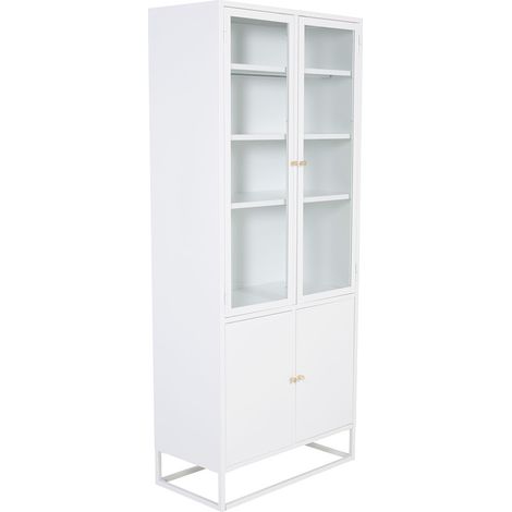 Vaisselier 4 Portes en Métal "Bakal" 190cm Blanc