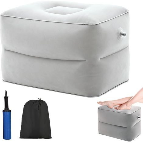 Repose Pied Gonflable avec Pompe, Coussin de Disque Intervertébral, Coussin Repose Pied Voyage Gonflable Avion, Facile à Transporter, Hauteur Réglable pour Avion Voiture Voyage Train, Bureau (1/5)
