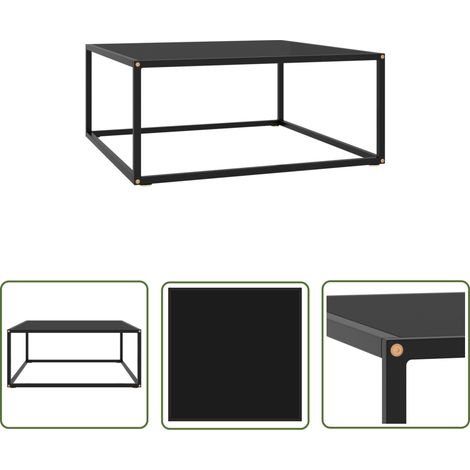 The Living Store Couchtisch Schwarz mit Schwarzem Glas 80x80x35 cm - Couchtisch - Wohnzimmertisch - Schwarzer Couchtisch - Glastisch - Modernes Sofa (1/5)