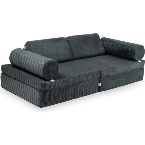 Canapé de jeu Montessori Comfort en velours côtelé graphite (1/5)