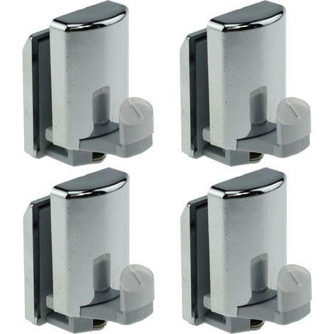 Lot de 4 crochets inférieur de porte de douche, chromé / roulettes, YQ-1012 (1/4)