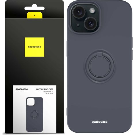 Anneau en silicone Spacecase pour iPhone 15 noir (1/5)