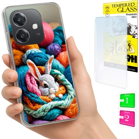 Funda para Oppo A40 / A40m / A60 5G con foto, cubierta trasera de conejo + cristal (1/5)
