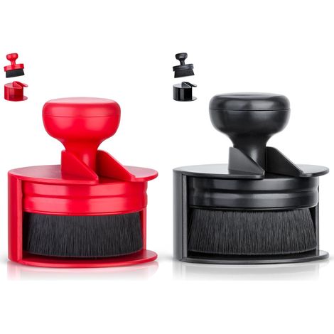 Applicateur de produit lustrant pour pneus de voiture (lot de 2) et brosse végane avec support, pour le nettoyage et l'entretien automobile, noir et rouge.