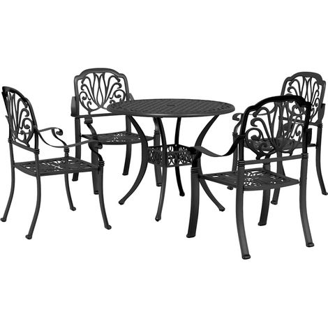 Maison Exclusive - Set da Pranzo da Giardino 5 pz Nero in Alluminio Pressofuso (1/5)