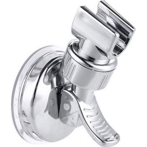 Support de Pommeau de Douche - Ventouse Réutilisable - Rotation à 4 Positions - Finition Chromée - ABS - Sans Perçage - 1 Pièce (1/5)