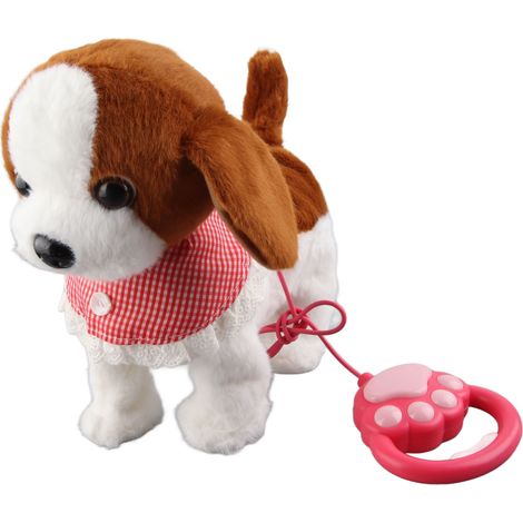 Chiot interactif qui marche et aboie, jouet électronique en peluche dansant avec télécommande et laisse, marron, pour enfants (1/5)