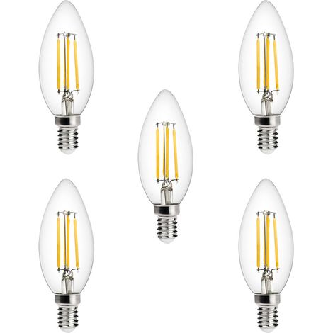 Litecraft Light Bulb E14 Small Edison Screw Filament Cool White LED - 5 Pack (1/2)