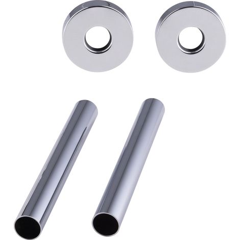 Nt Noyon & Thiebault – Kit cache tube chromé 2 rosaces rondes – Caches tubes en laiton pour tubes jusqu'à 16mm – Longueur 160mm pour finition esthétique radiateur