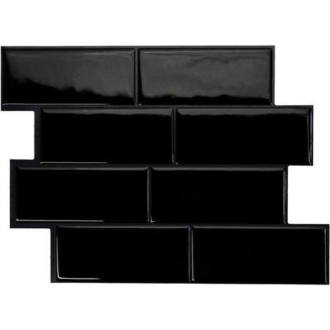 Adhesive backsplash panels - urban black - porcelain effect - 11.5" x 8.5" (pack of 4) (1/5)