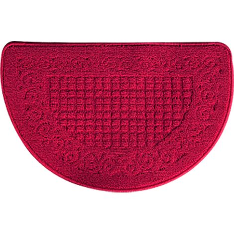 Rutschfeste, halbrunde Fußmatte aus hochabsorbierender Polyesterfaser, 48 x 78 cm, dunkelrot, für den Innen- und Außenbereich