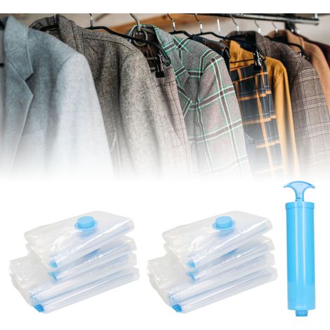 [Kit Compression sous vide] avec Pompe à air manuelle - 8 Sacs [40x60cm et 50x70cm] PA/PE réutilisables - Protection contre odeurs et insectes (1/5)