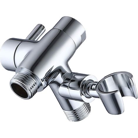 Bras de douche en métal chromé avec dérivateur, support pour pommeau de douche à main (1/5)