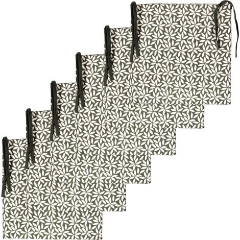 Lot de 6 Galettes de Chaise carrées 40x40cm, Vert Kaki (1/5)
