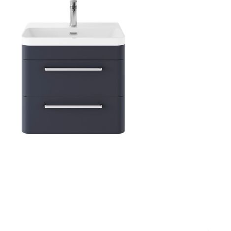 Balterley Croxden 600mm Wall Hung 2 Drawer Vanity Unit with Ceramic Basin - Indigo Blue (1/5)