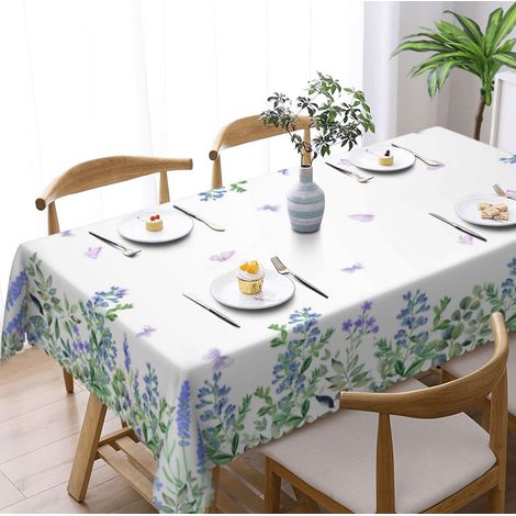 Nappe lavable, rectangulaire, 140 x 180 cm, motif floral, anti-taches, facile d'entretien, imperméable, pour cuisine, table à manger, table basse, fête, jardin (1/5)