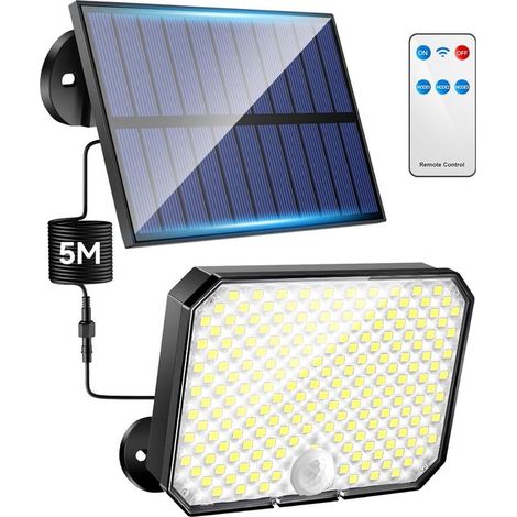 Aplique solar pared, 243 LED, cable 5 m, Energía solar, Aplique solar pared Aplique solar pared LED, Aplique LED pared energía solar, Resistente (1/5)