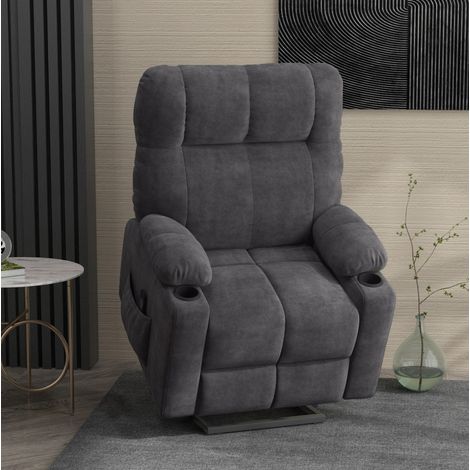 Elektrischer Relaxsessel mit Aufstehhilfe, Massage- und Heizfunktion, dunkelgrau OKMYHOME (1/5)