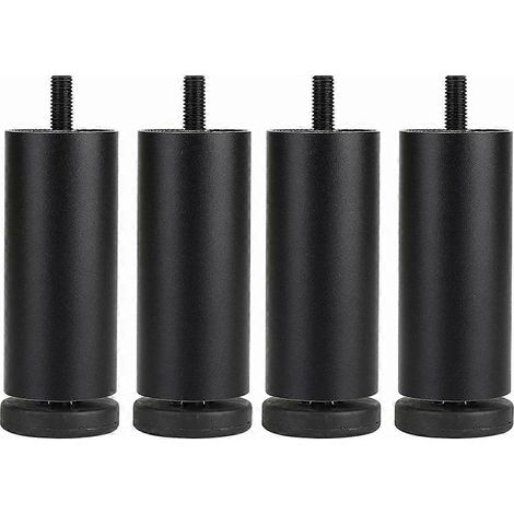 Quatre patins de rehausse de pieds de meubles de 8 cm, adaptés aux machines à laver/réfrigérateurs/canapés/armoires, noirs. (1/5)