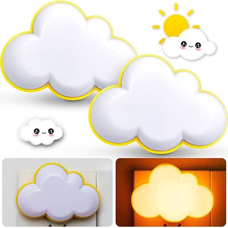 Veilleuse LED avec capteur crépusculaire - Forme nuage 3D - Pour escaliers chambres enfants couloirs cuisines - Lot de 3 (1/5)