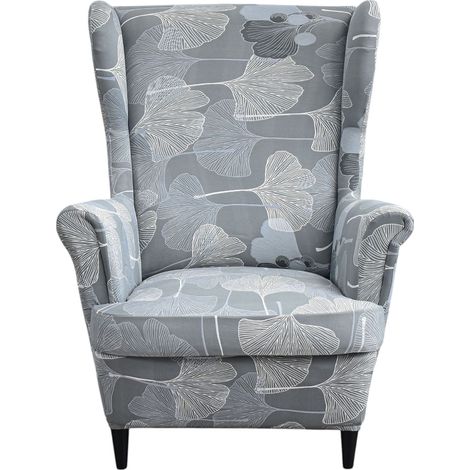 1 Housse de fauteuil à oreilles, motif tigre, tissu extensible, avec accoudoirs et dossier haut, pour salon (1/5)