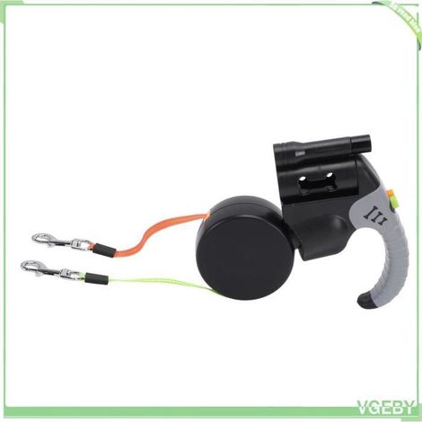 Laisse rétractable pour chien - FAF EICY - Double tête - Poignée ergonomique antidérapante - Veilleuse haute luminosité (1/5)