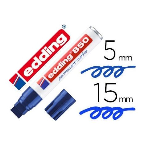 Rotulador edding marcador permanente 850 azul punta biselada 5-15 mm recargable (pack de 5 uds.)