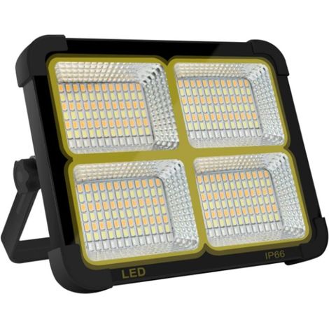 Projecteur LED Rechargeable 100W, Lumière de Travail Lanterne Portable avec Panneau Solaire, 6000mAh USB Lampe Rechargeable, pour Camping