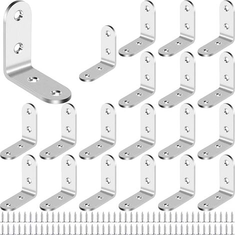 Stainless Steel Mounting Bracket, Right Angle Bracket, Angle Bracket, Metal L-Shaped 90 Degree Angle Bracket, for Connecting or Fixing Furniture (Silver, 40 x 40 mm) (1/5)