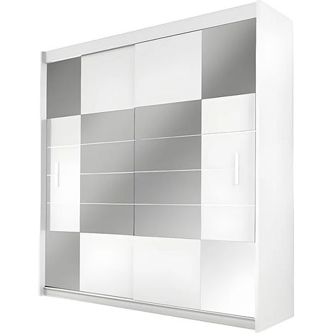 Armadio 2 ante scorrevoli con specchio L203 cm Bianco - ROVINIJA (1/5)