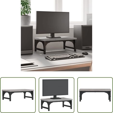 Monitorständer Ergonomie -  Monitorständer Grau Sonoma 37x23x14 cm Holzwerkstoff