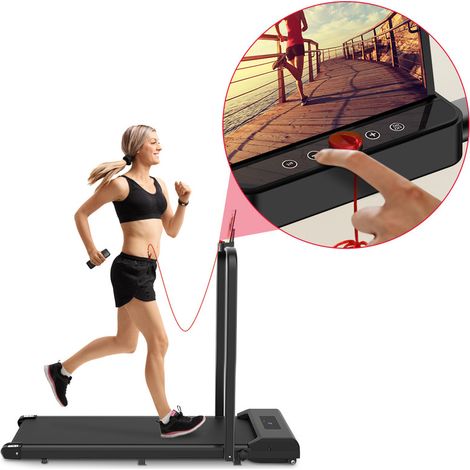 Bigzzia – Tapis de course pliable électrique 1-10 km/h – Accoudoir réglable – Écran LCD – Moteur silencieux 2,0 HP – Idéal pour entraînement à domicile (1/5)