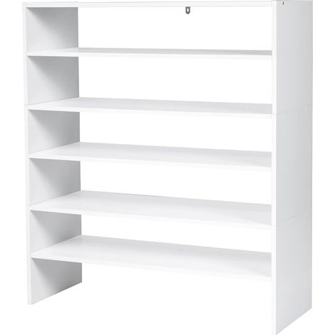 COSTWAY Zapatero Apilable Madera, 78 cm de Ancho, Estantería para Zapatos, Ideal para Vestíbulo, Pasillo, Baño, Salón 78x30x90 cm (blanco) (1/5)